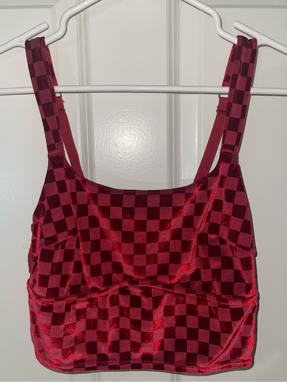 Checker burgundy velvet bralette